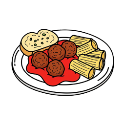 Meatballs with pasta and tomato sauce